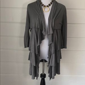 One World Green Ruffled Cardigan